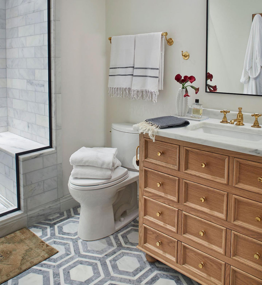 Pearl White Honeycomb with Pacific Gray Mosaic Honed – Elon Tile & Stone