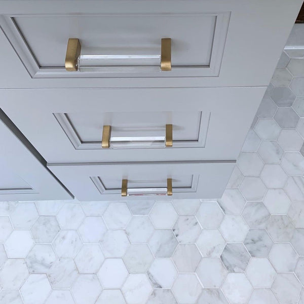 Pearl White 3" Hexagon Mosaic Honed