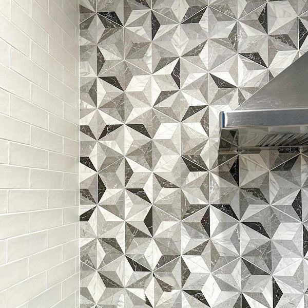 Iris Grey 8" Hexagon Porcelain