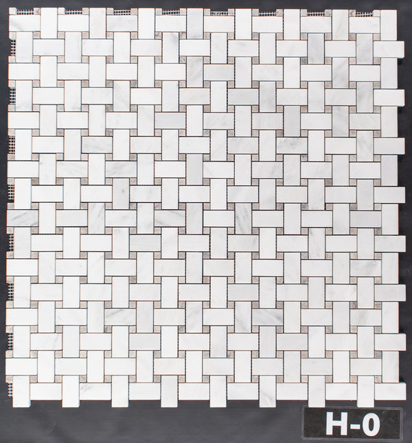 Tejido de cesta blanco perla con mosaico de puntos gris templo de 3/8" pulido