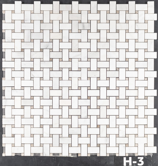 Tejido de cesta blanco perla con mosaico de puntos gris templo de 3/8" pulido