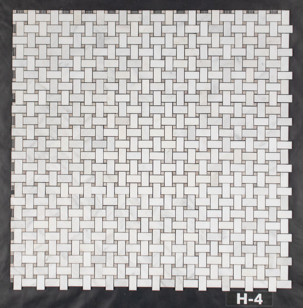 Tejido de cesta blanco perla con mosaico de puntos gris templo de 3/8" pulido