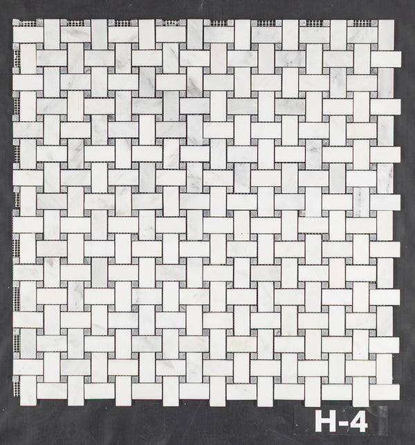 Tejido de cesta blanco perla con mosaico de puntos gris pacífico de 3/8" pulido