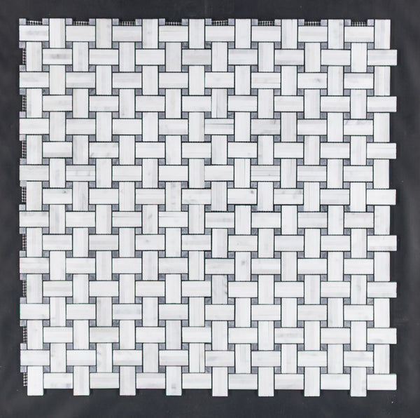 Tri-Weave blanco perla con mosaico de puntos gris Pacífico de 3/8" pulido