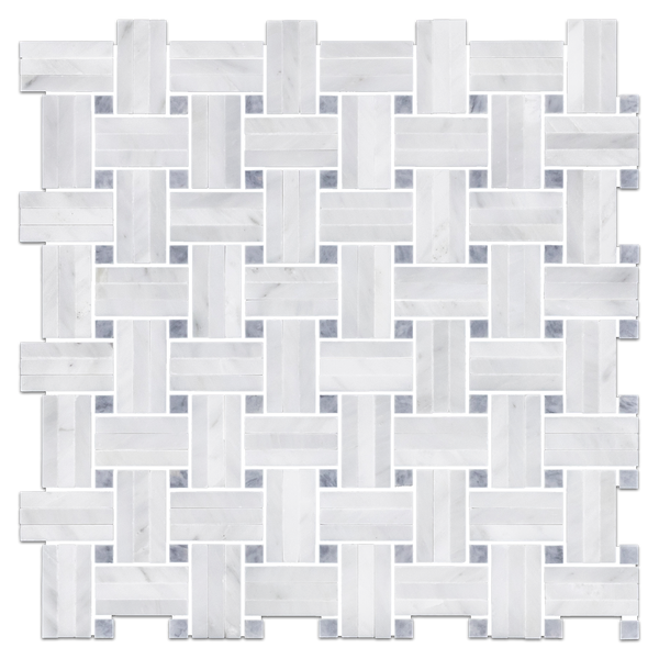 Tri-Weave blanco perla con mosaico de puntos gris Pacífico de 3/8" pulido