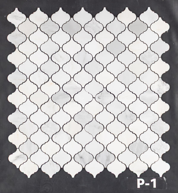 Pearl White 3" Lantern Mosaic Polished - Elon Tile & Stone