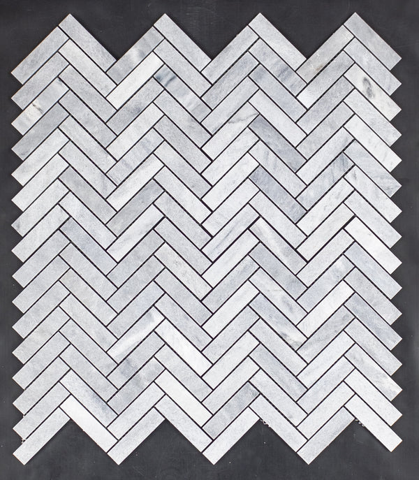 Blue Mist 1" x 4" Herringbone Mosaic Honed