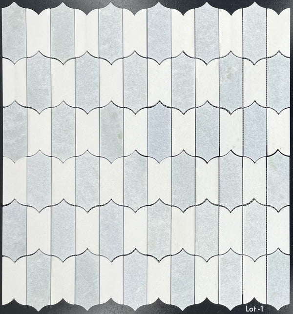 Blue Celeste & White Thassos Regalia Mosaic Honed
