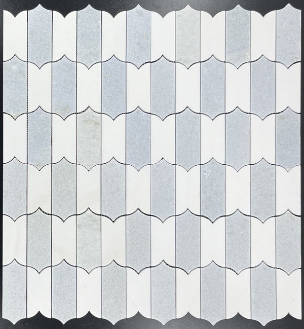 Blue Celeste & White Thassos Regalia Mosaic Honed