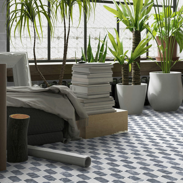Pearl White & Bardiglio Nuvolato Regalia Mosaic Honed