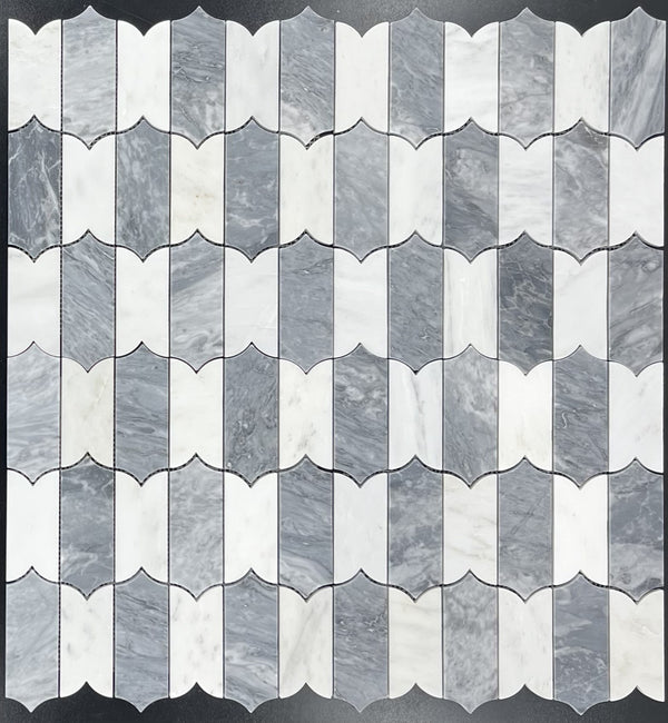 Pearl White & Bardiglio Nuvolato Regalia Mosaic Honed