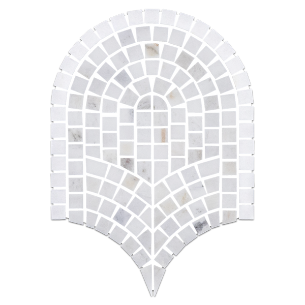 Mosaico Bianco Oro y Blanco Thassos Curvosa pulido