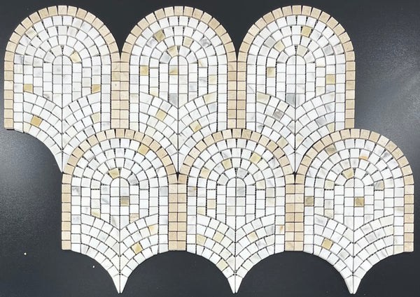 Calacatta Gold & Crema Marfil Curvosa Mosaic Honed