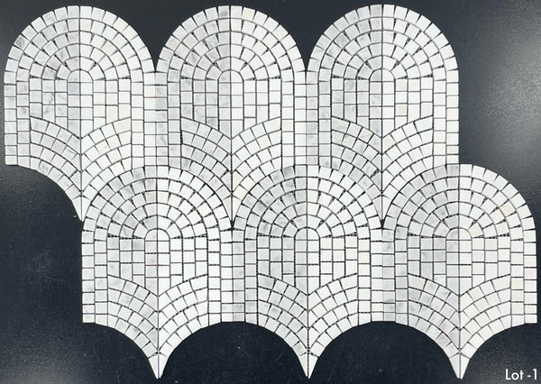 Bianco Carrara y White Thassos Dual Curvosa Mosaico pulido