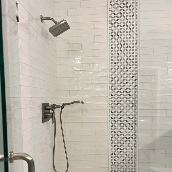 Ming Green Fleur with White Thassos Mosaic Polished - Elon Tile & Stone