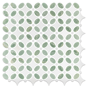 Emerald Green Fleur with White Thassos Mosaic Polished - Elon Tile & Stone