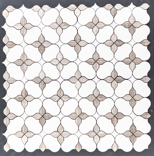 Dolomite Silhouette with Beachwood & White Thassos Mosaic Honed