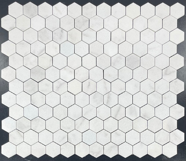 Glacial White 2" Hexagon Mosaic Honed