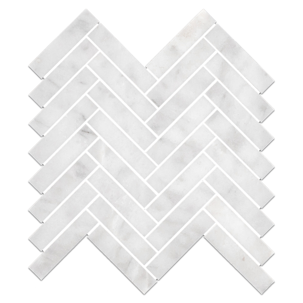 Mosaico en espiga blanco glacial de 1" x 4" pulido