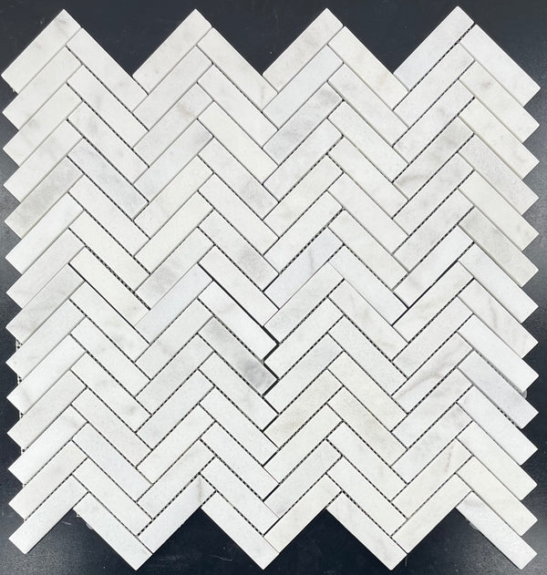 Glacial White 1" x 4" Herringbone Mosaic Honed