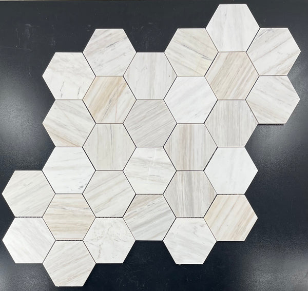 Vena D'Oro 5" Hexagon Mosaic Honed