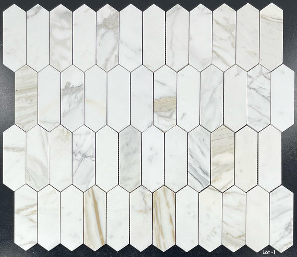 Calacatta Gold 2" x 6" Picket Mosaic Honed