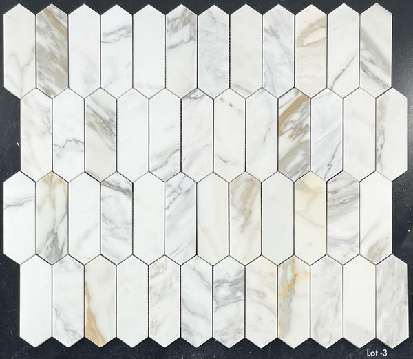 Calacatta Gold 2" x 6" Picket Mosaic Honed