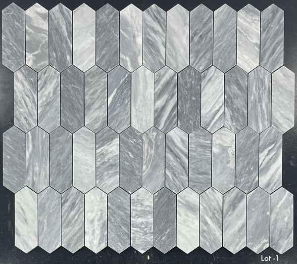 Bardiglio Nuvolato 2" x 6" Picket Mosaic Honed