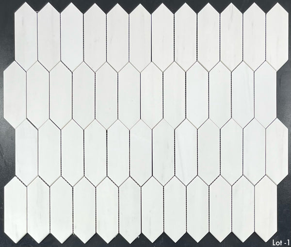 Dolomita mosaico de piquete de 2" x 6" pulido