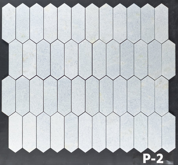 Mosaico de piquete azul celeste de 2" x 6" pulido