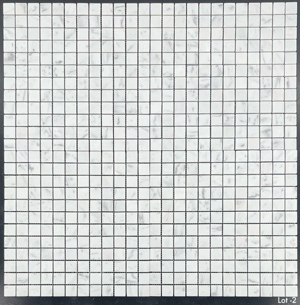 Bianco Carrara Mosaico cuadrado de 1" x 1" pulido