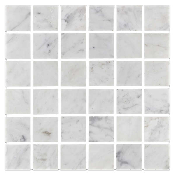 Bianco Carrara Mosaico cuadrado de 2" x 2" pulido