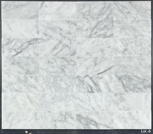 Bianco Carrara 3" x 6" Honed - Elon Tile & Stone