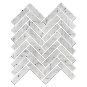 Bianco Carrara 1" x 4" Herringbone Mosaic Polished - Elon Tile & Stone