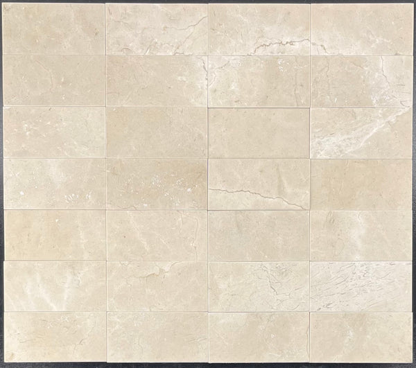 Crema Marfil 3" x 6" Honed - Elon Tile & Stone