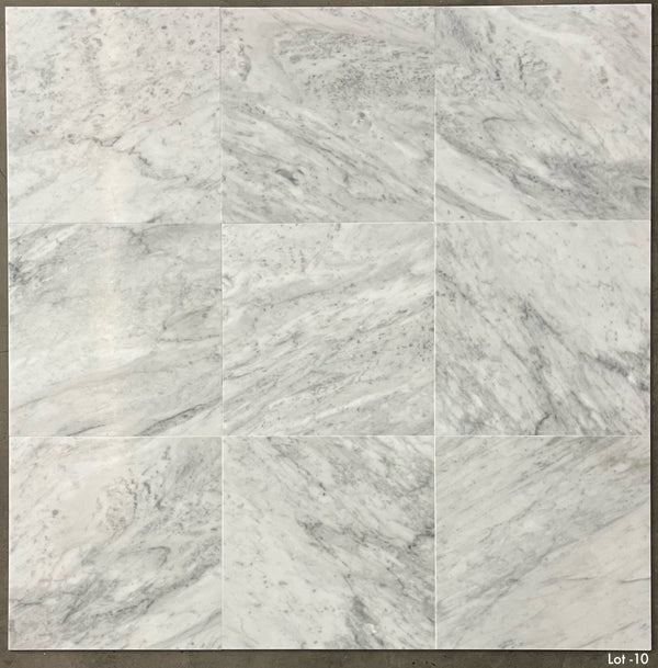 Bianco Carrara Venatino Gioia 18" x 18" Honed - Elon Tile & Stone