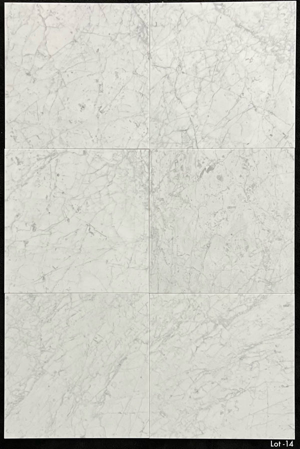 Bianco Carrara Venatino Gioia 18" x 18" Honed - Elon Tile & Stone