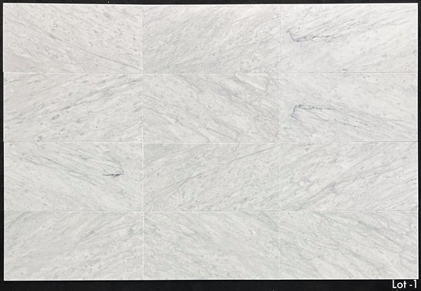 Bianco Carrara 12" x 24" Honed - Elon Tile & Stone