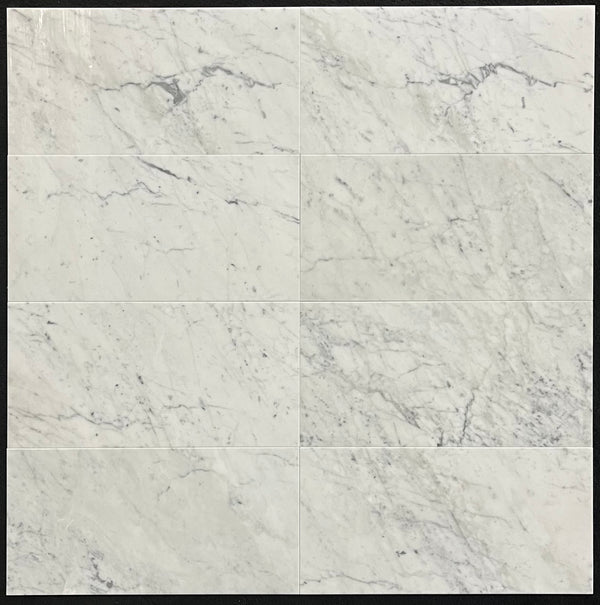 Bianco Carrara 12" x 24" Polished - Elon Tile & Stone