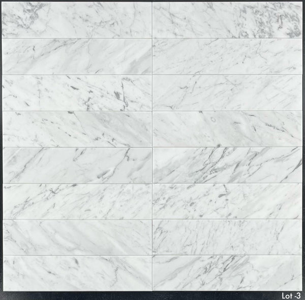 Bianco Carrara 3" x 12" Honed