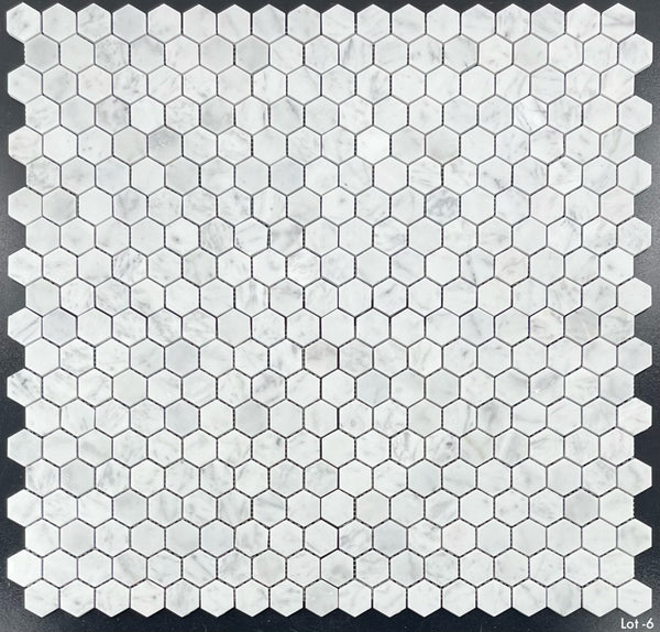 Bianco Carrara 1 1/4" Hexagon Mosaic Honed