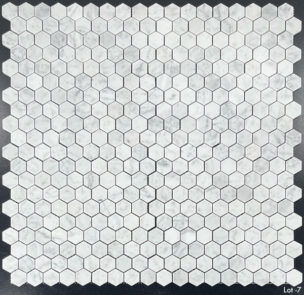 Bianco Carrara 1 1/4" Hexagon Mosaic Honed