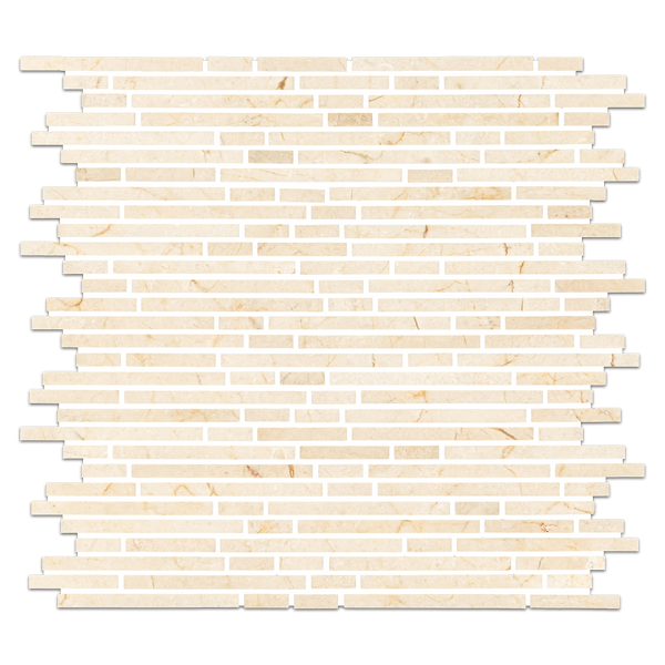 Crema Marfil Mini Random Strip Mosaic Polished - Elon Tile & Stone
