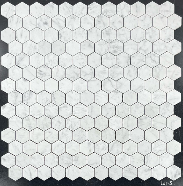 Bianco Carrara 2" Hexagon Mosaic Honed