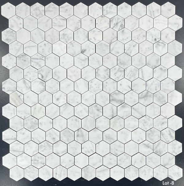 Bianco Carrara 2" Hexagon Mosaic Honed
