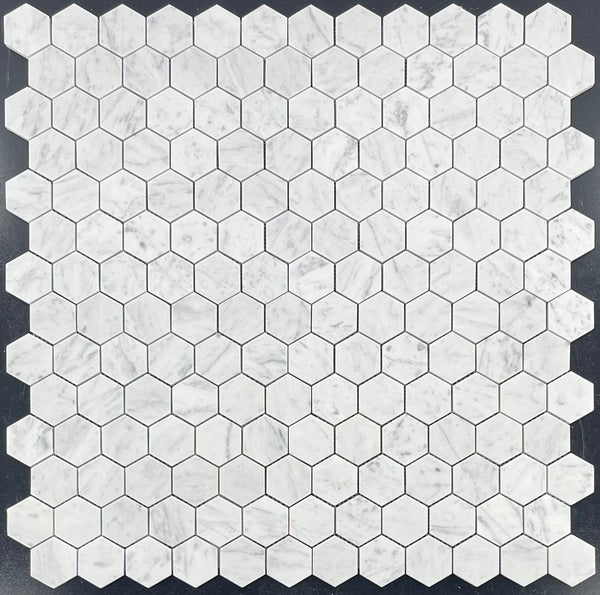 Bianco Carrara 2" Hexagon Mosaic Honed