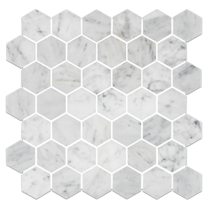 Bianco Carrara 2" Hexagon Mosaic Polished - Elon Tile & Stone