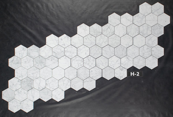 Bianco Carrara Mosaico hexagonal de 5" pulido