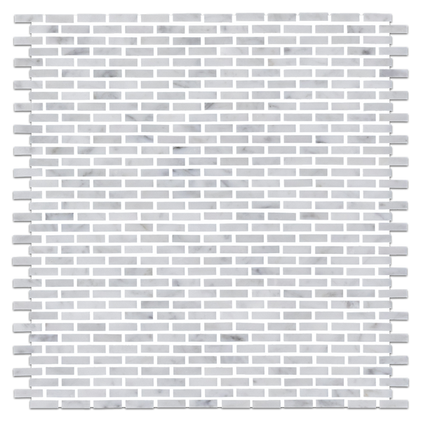Mosaico de microladrillos Bianco Carrara pulido