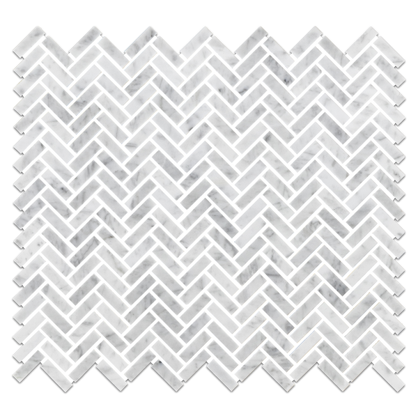Bianco Carrara Micro Herringbone Mosaic Honed
